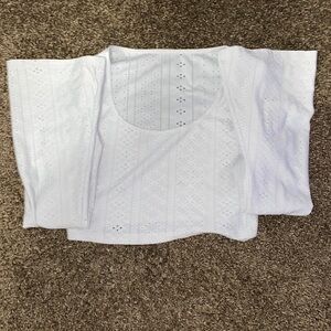 White Crop Top Flared Arms.